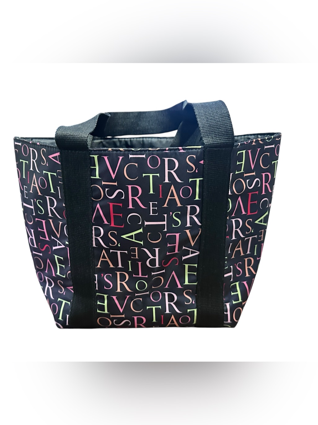 Victorias Secret Multicolor Logo Print Small Tote Bag Black Perfect Size